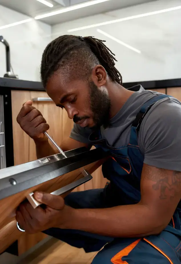 man repairing a dishwasher