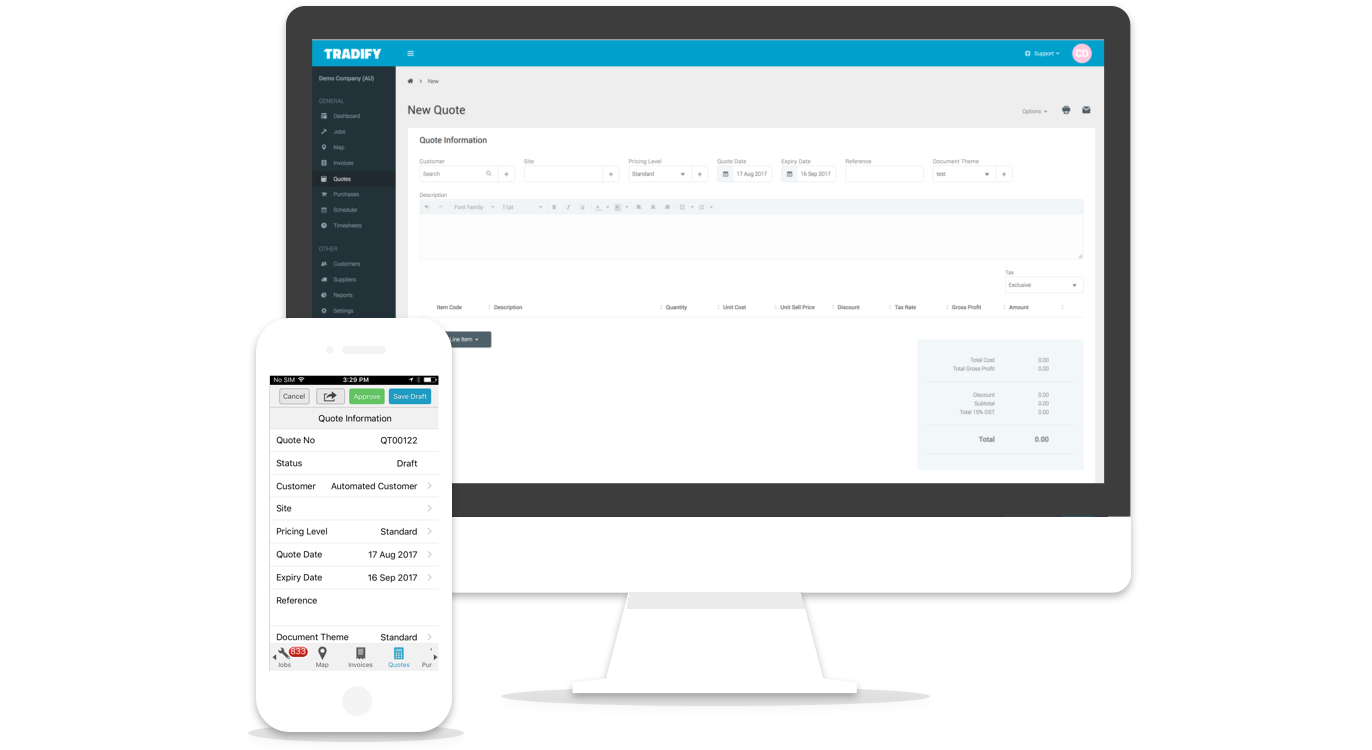 Tradify Job Quoting and Estimating software