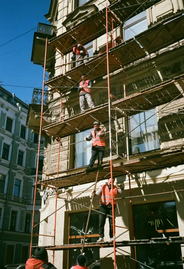 Men on scaffolding